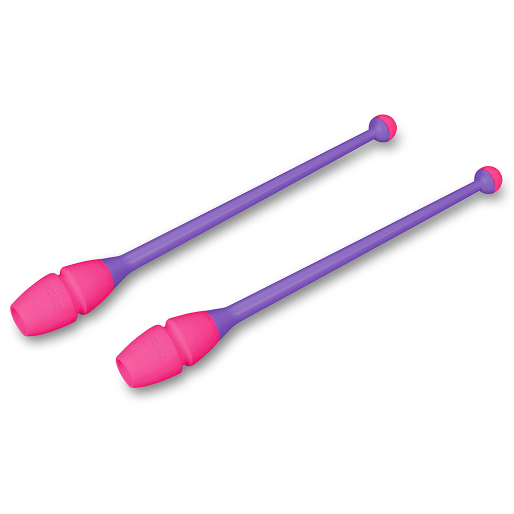 Булавы для художественной гимнастики Indigo IN018-VP, 41 см, пластик, каучук, в компл. 2шт, фиолет-розовый 1000_1000