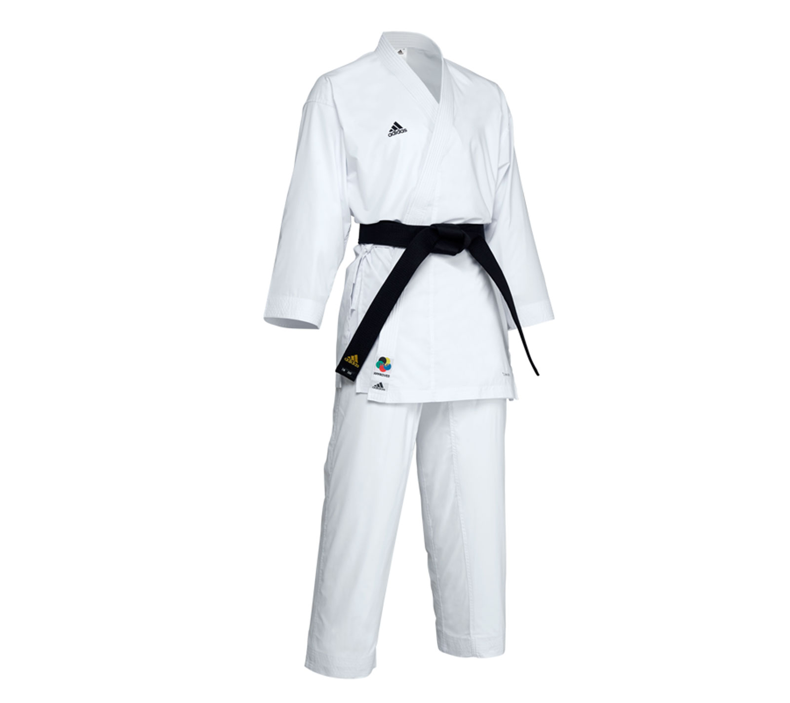 Кимоно для карате Adidas K192SK AdiLight Primegreen WKF белое с черным логотипом