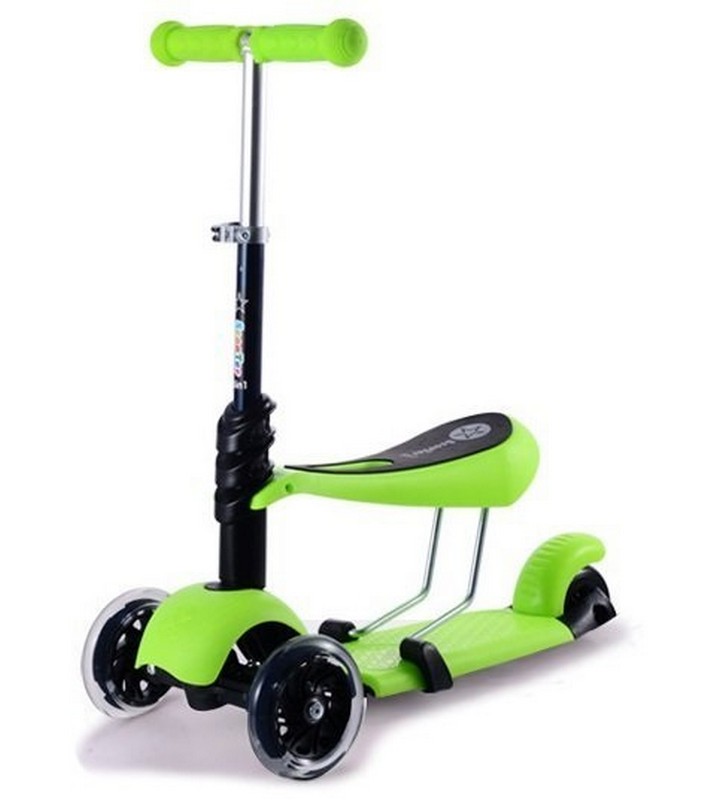 фото Самокат scooter m-1 3в1, зеленый