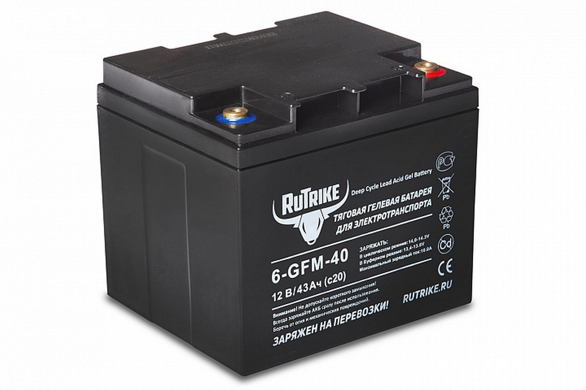 Тяговый аккумулятор RuTrike 6-GFM-40 (12V43A/H C20) 23278