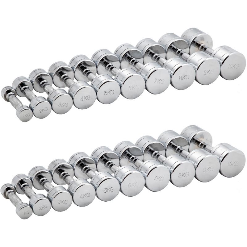 Гантельный ряд Chome (шаг 1 кг, 10 пар) Profi-Fit 1-10 кг 800_800