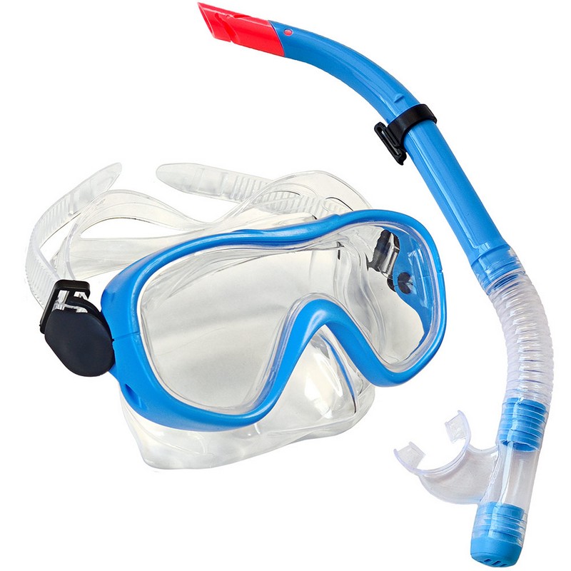 Купить Набор для плавания маска+трубка Sportex E33109-1 синий, (ПВХ),