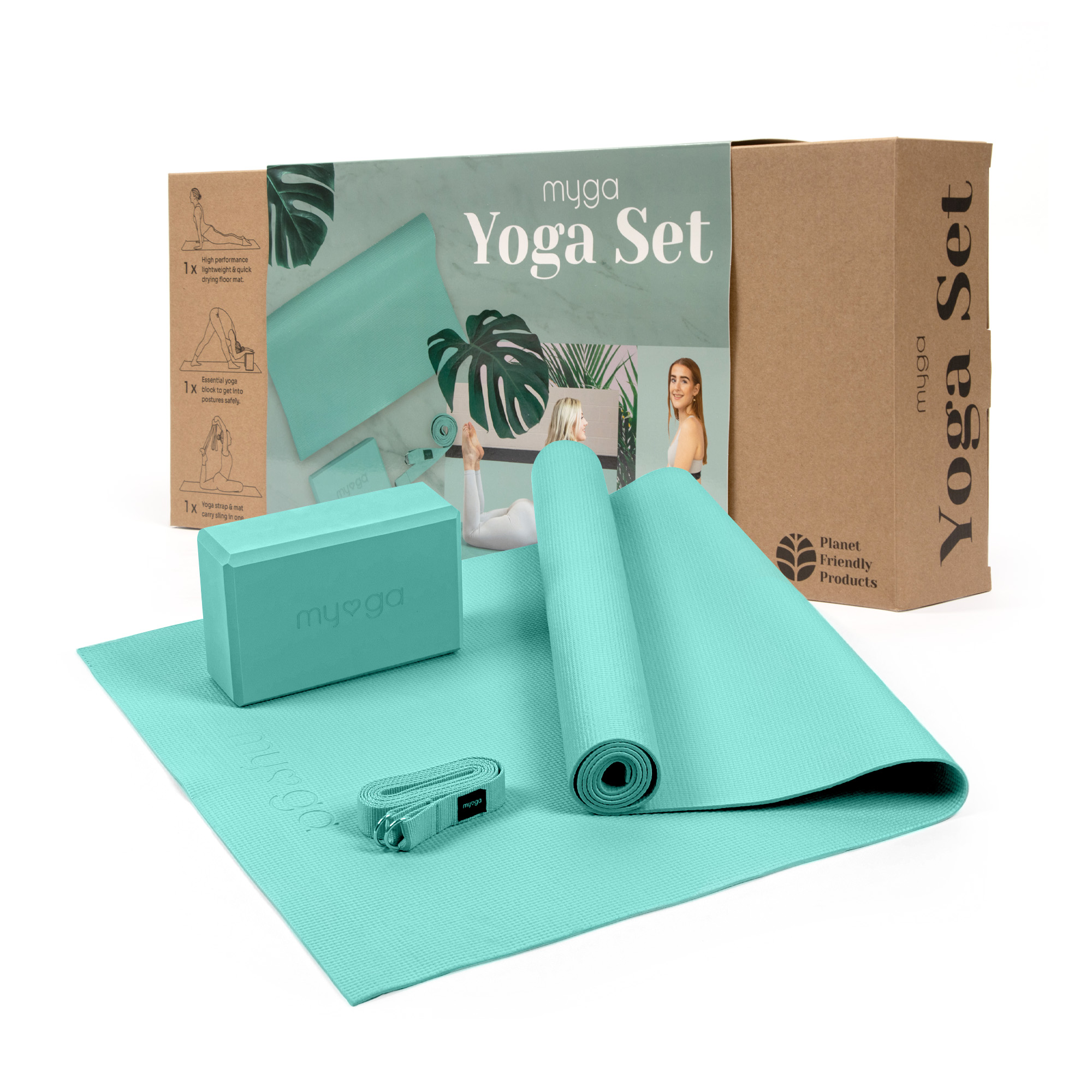 Набор для йоги Myga Yoga Starter Set RY889 бирюзовый - фото 1