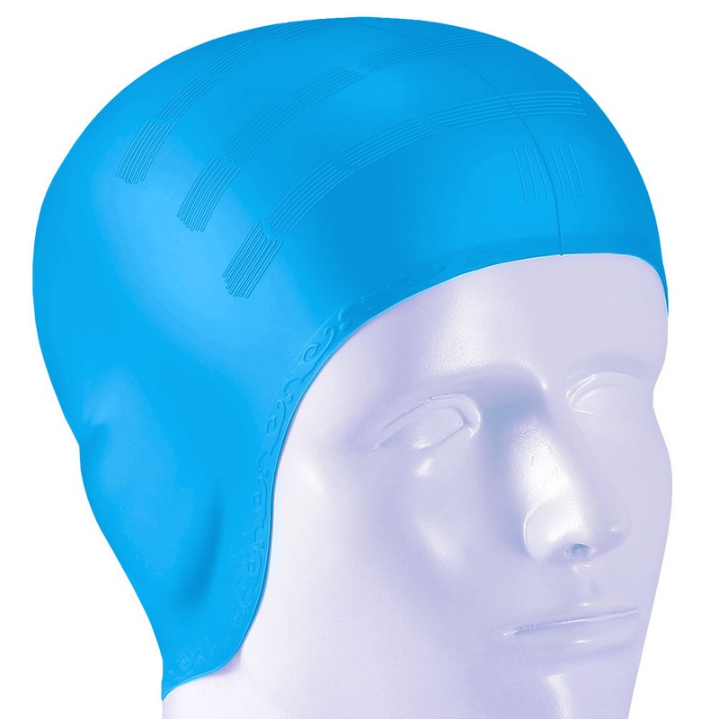 фото Шапочка для плавания b31565 силиконовая анатомическая (голубая) nobrand