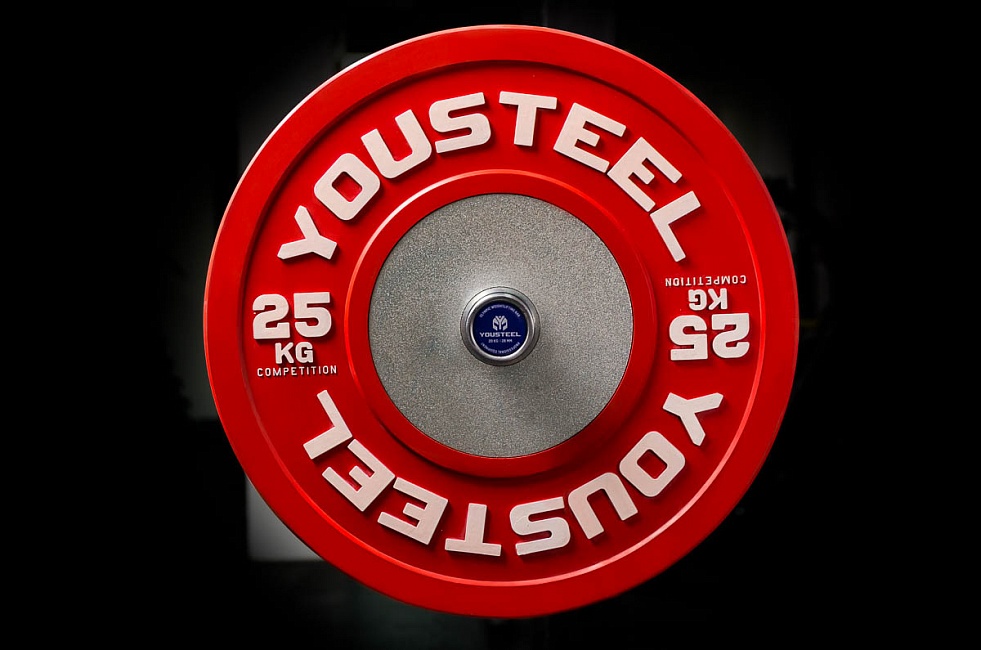 фото Диск 25кг каучуковый соревновательный yousteel красный