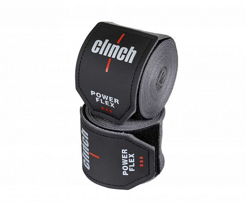Бинты боксерские 350см Clinch Boxing Hand Wrap Power Flex C239 серый 976_800