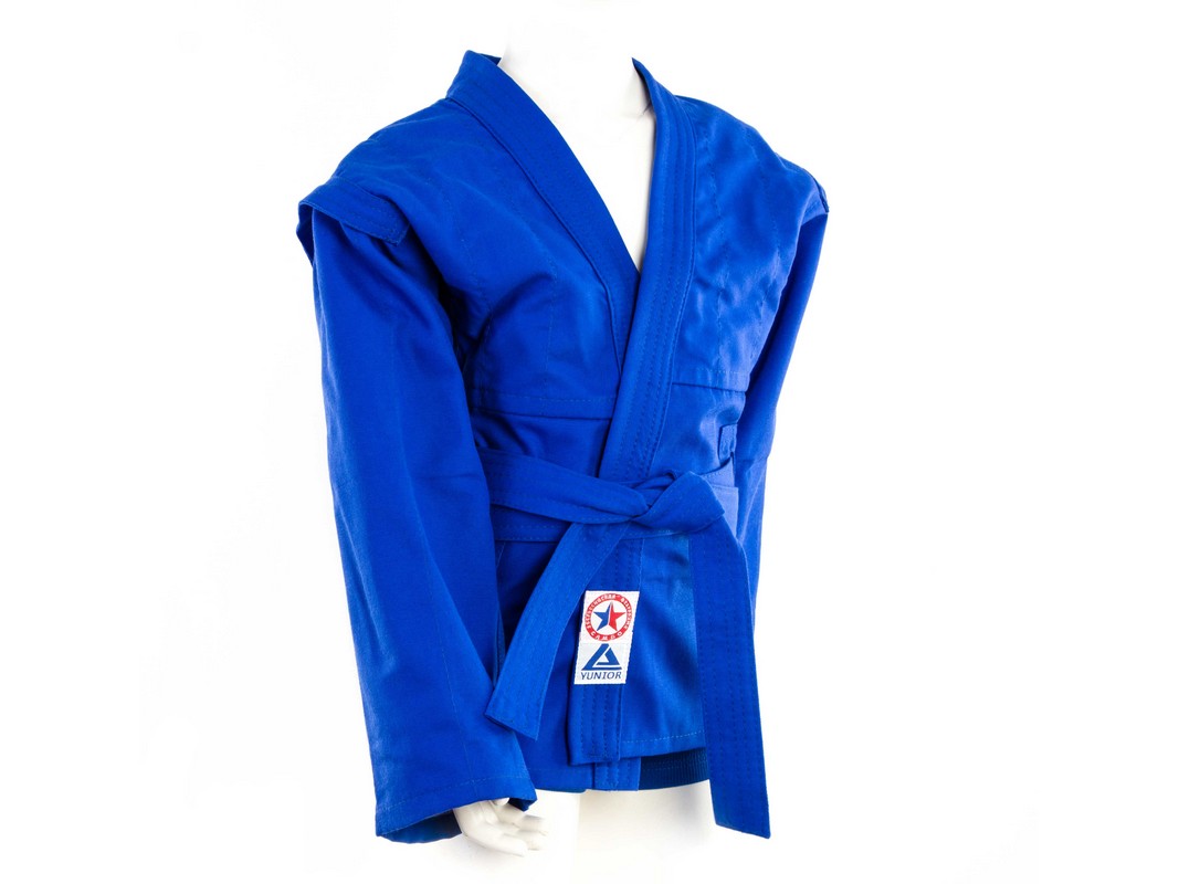 Купить Комплект для Самбо (куртка, шорты) легкий, лицензионный, синий, NoBrand