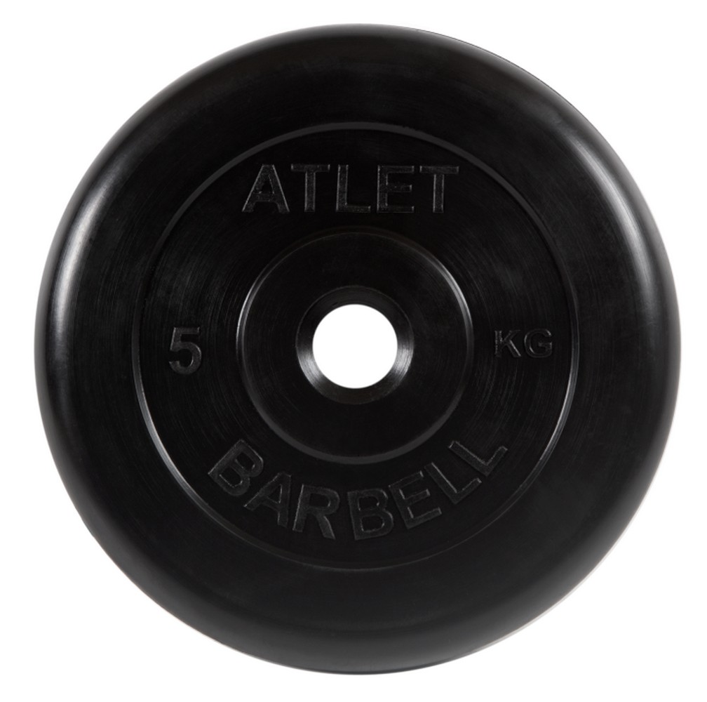 фото Диск обрезиненный d31мм mb barbell atlet 5кг черный mb-atletb31-5