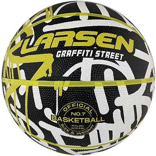 Мяч баскетбольный Larsen RB7 Graffiti Street Black/White/Lime - фото 1