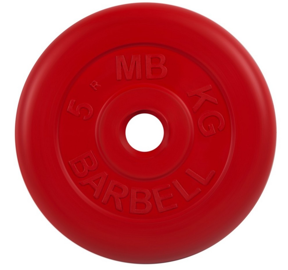 Купить Диск обрезиненный d31мм MB Barbell MB-PltC31-5 5 кг красный, MB Barbell