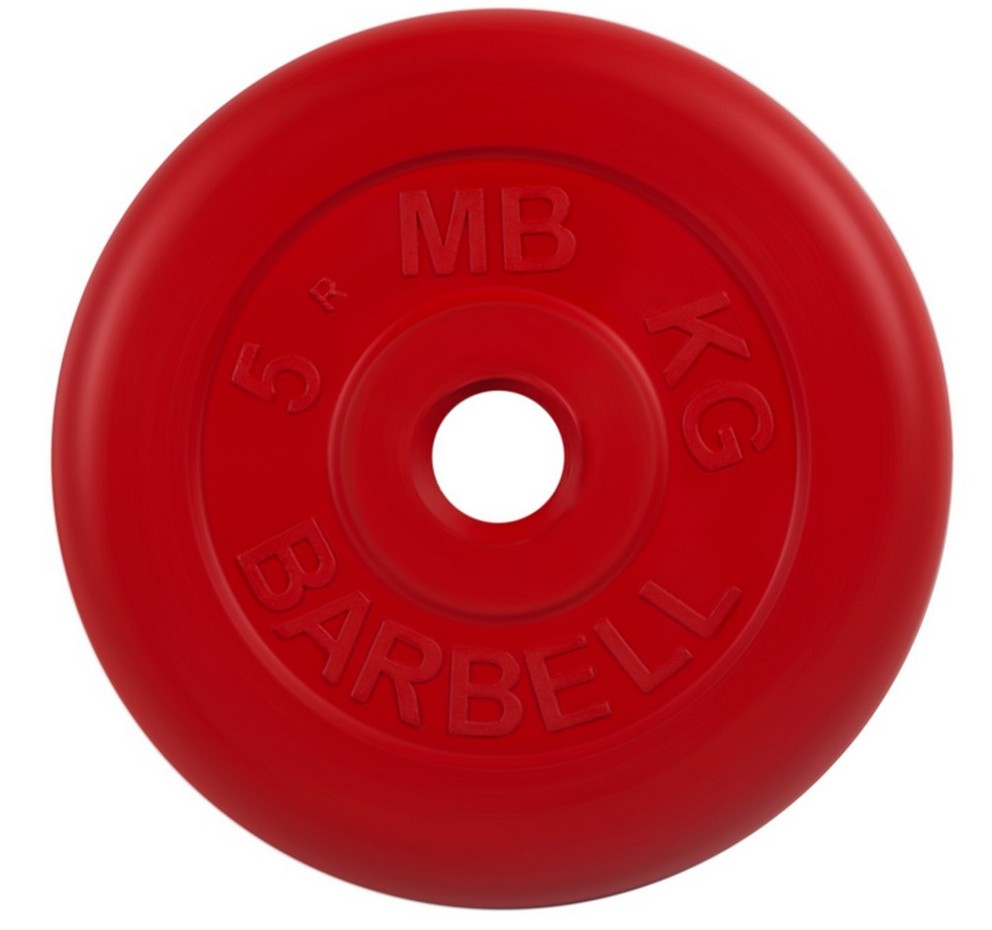 Диск обрезиненный d31мм MB Barbell MB-PltC31 5 кг красный - фото 1