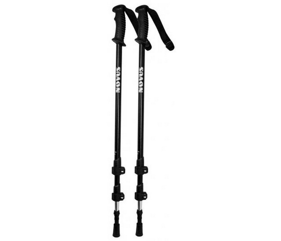 фото Палки для треккинга novus 3-секционые 65-135 см ntp-01 black, quick lock