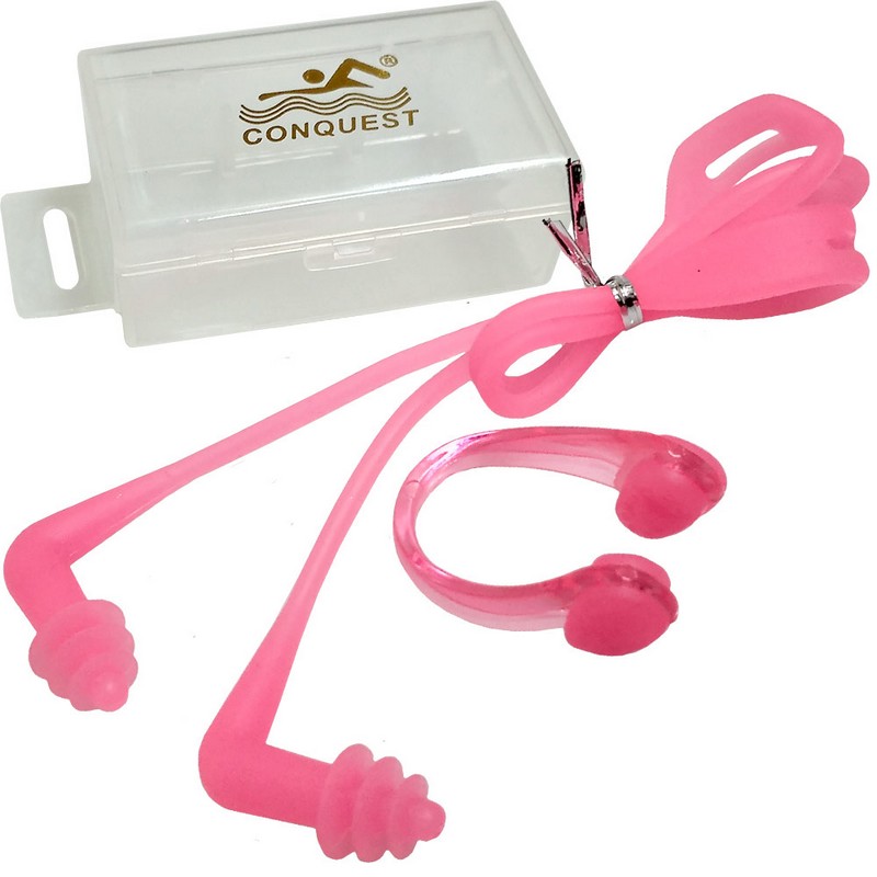 фото Комплект для плавания беруши и зажим для носа sportex c33555-2 розовые