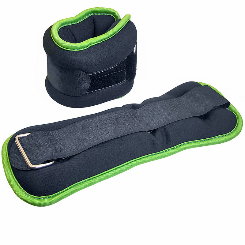 Купить Утяжелители Sportex ALT Sport (2х1,5кг), нейлон, в сумке HKAW104-1 черный с зеленой окантовкой,