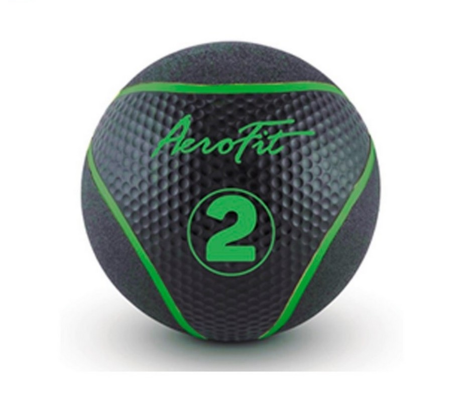 Купить Набивной мяч 2 кг Aerofit AFMB2 черный зеленые полоски,