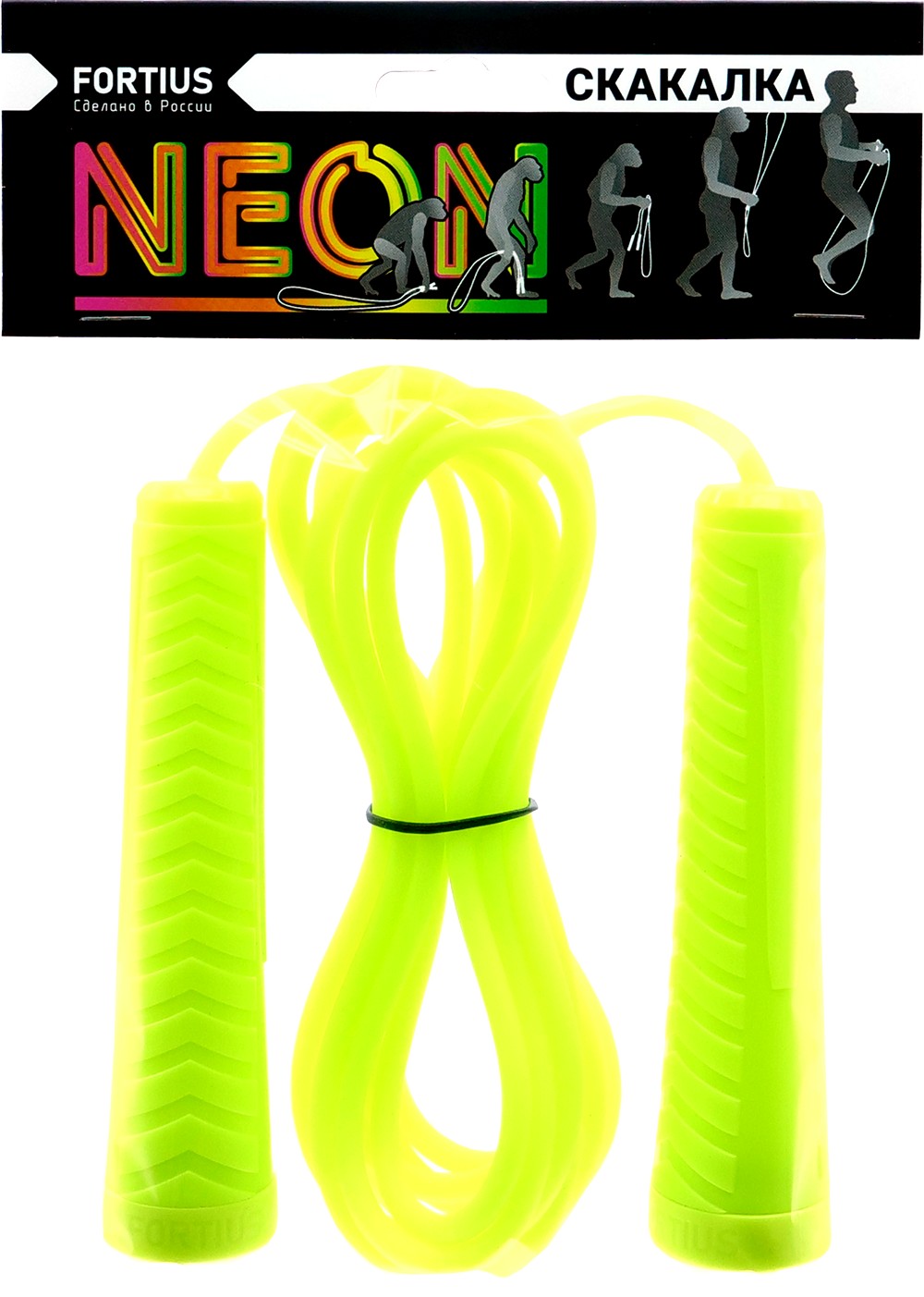 Скакалка Fortius Neon шнур 3 м в пакете (желтая) 1000_1403
