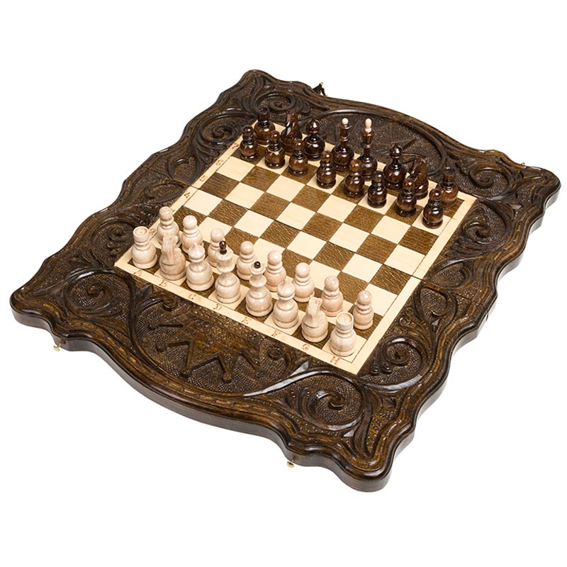 Шахматы + нарды Haleyan резные Корона 40 kh118 - фото 1