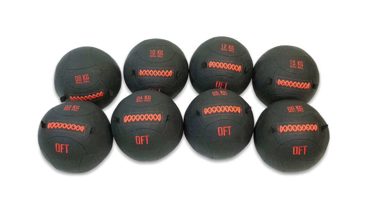 Набор тренировочных мячей Wall Ball Deluxe 8 шт от 3 до 15 кг Original Fit.Tools FT-DWB-SET 1200_674