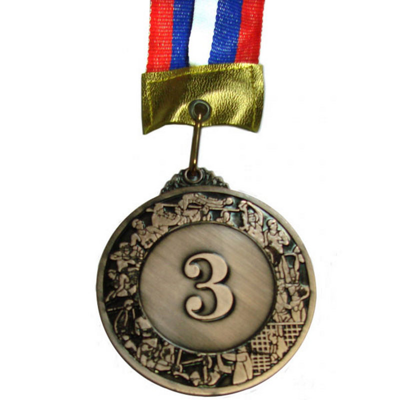 Купить Медаль Sportex наградная 3-место большая (6,0x0,3см, с ленточкой триколор) No.96-3,
