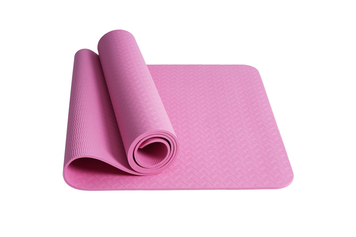 Коврик для йоги 183х61х0,6см Sportex ТПЕ E42687-1 розовый