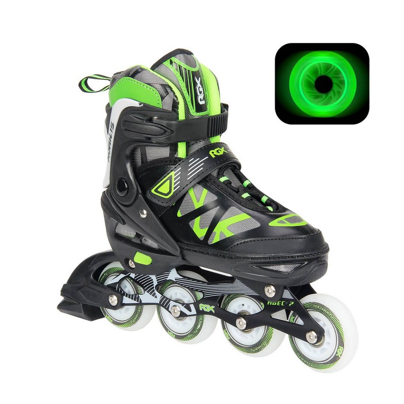 Купить Раздвижные роликовые коньки RGX Mobilis Green LED подсветка колес,