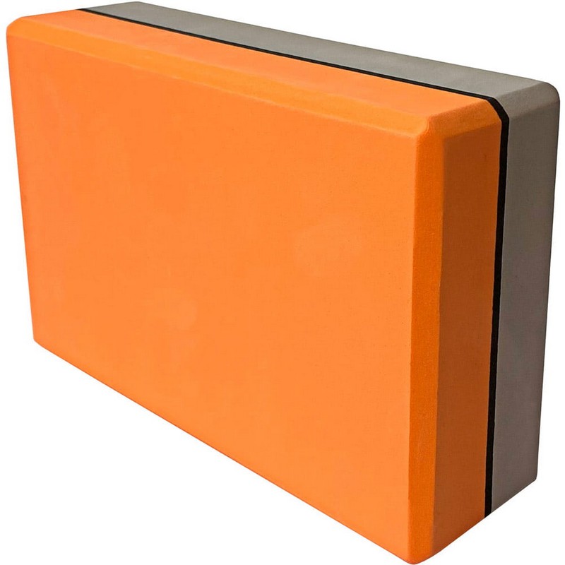 Купить Блок для йоги твердый 2-х цветный (серо/оранжевый) EVB-200-2, NoBrand