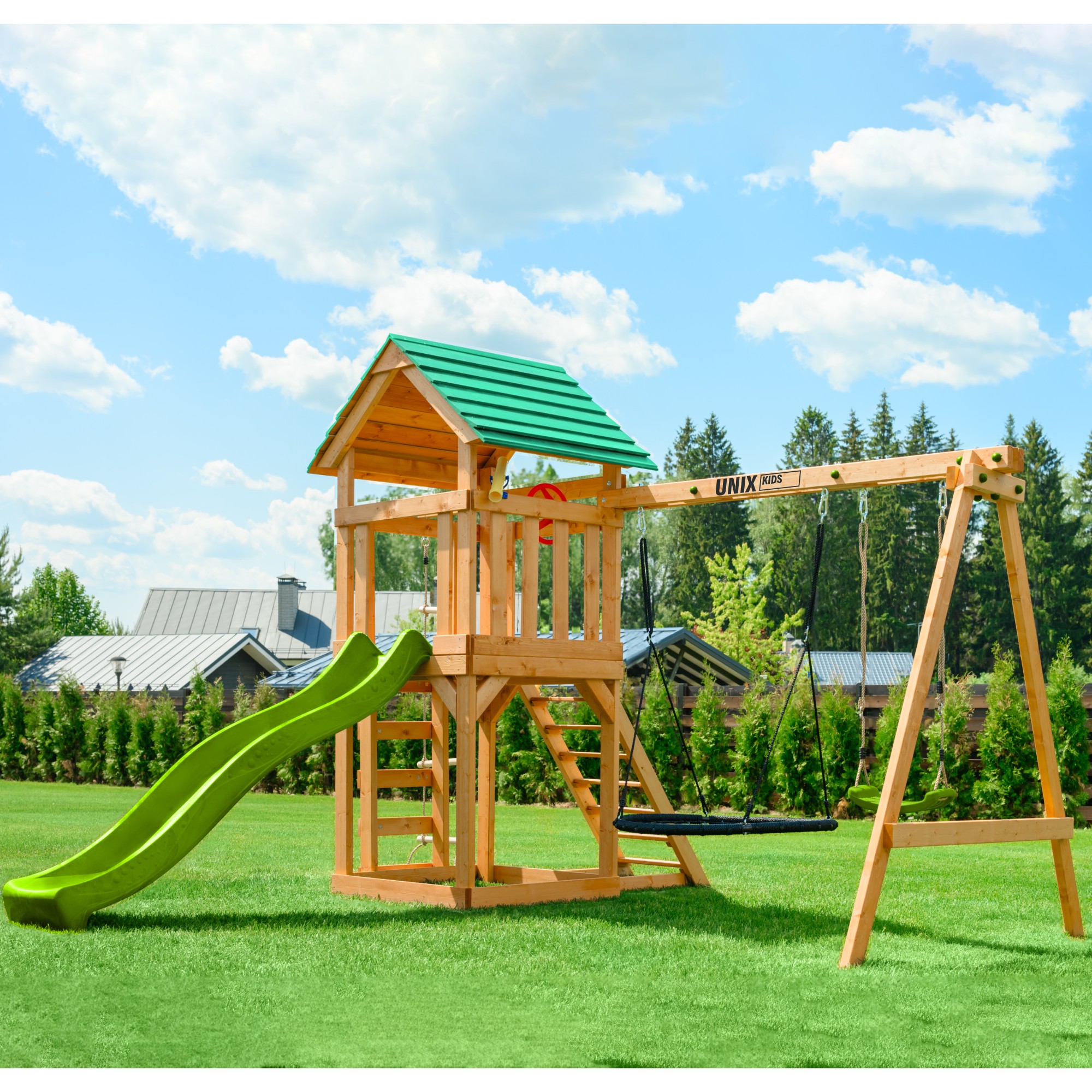 Детский игровой комплекс Unix Kids (6 in 1) PLU6IN1LG Light Green 2000_2000
