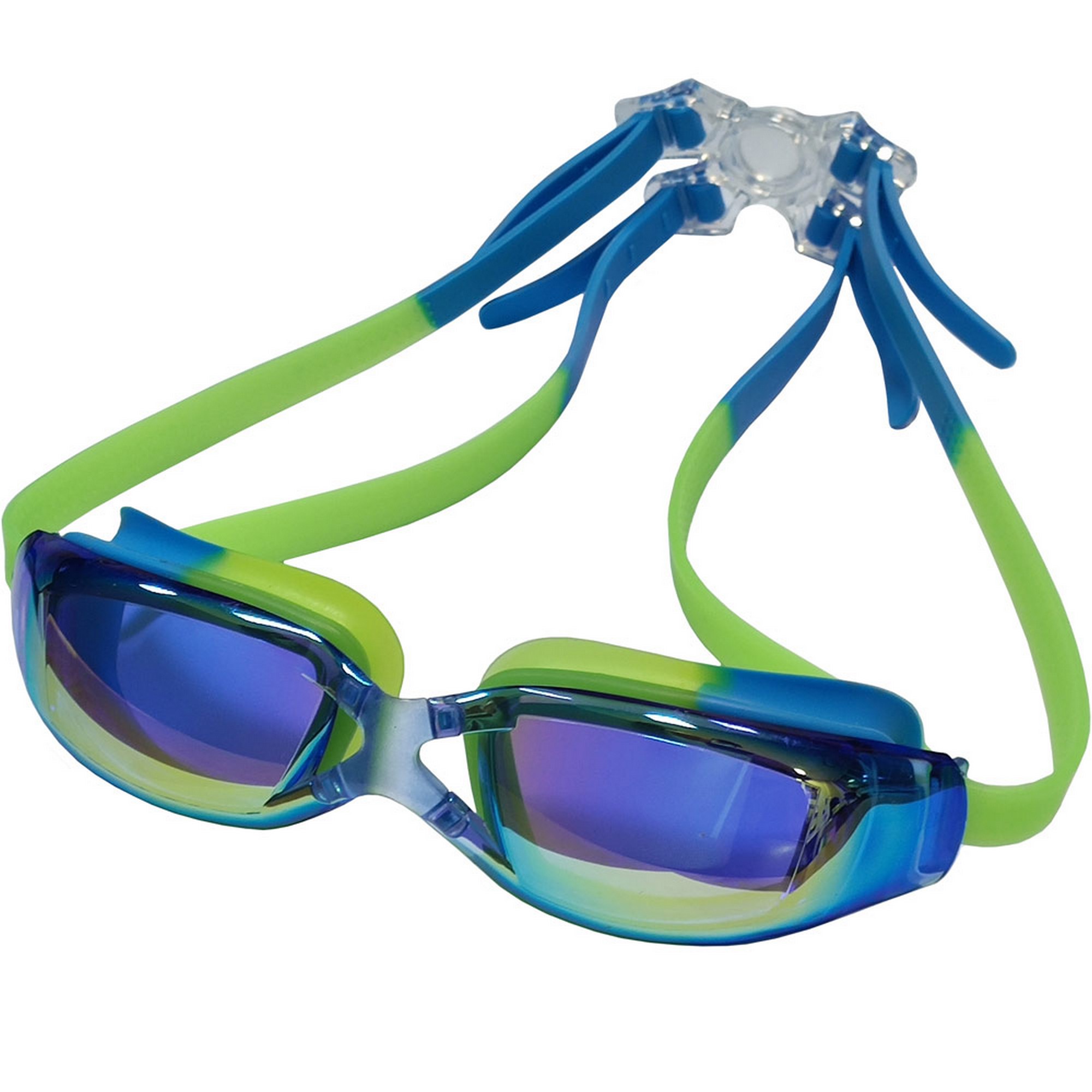 Купить Очки для плавания зеркальные взрослые Sportex E39688 сине-зеленый,