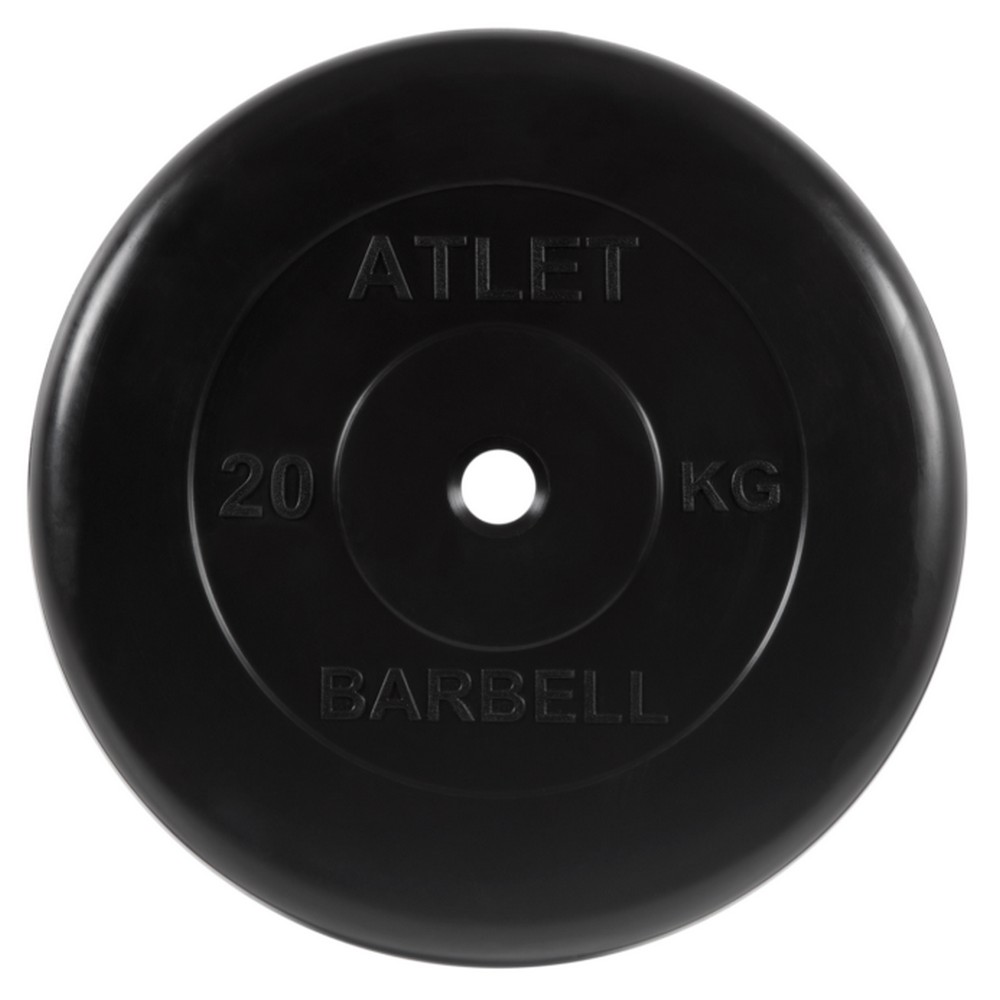 Купить Диск обрезиненный d26мм MB Barbell MB-AtletB26-20 20кг черный, MB Barbell