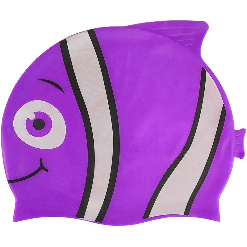 фото Шапочка для плавания b31573 детская силикон (фиолетовая рыбка) nobrand