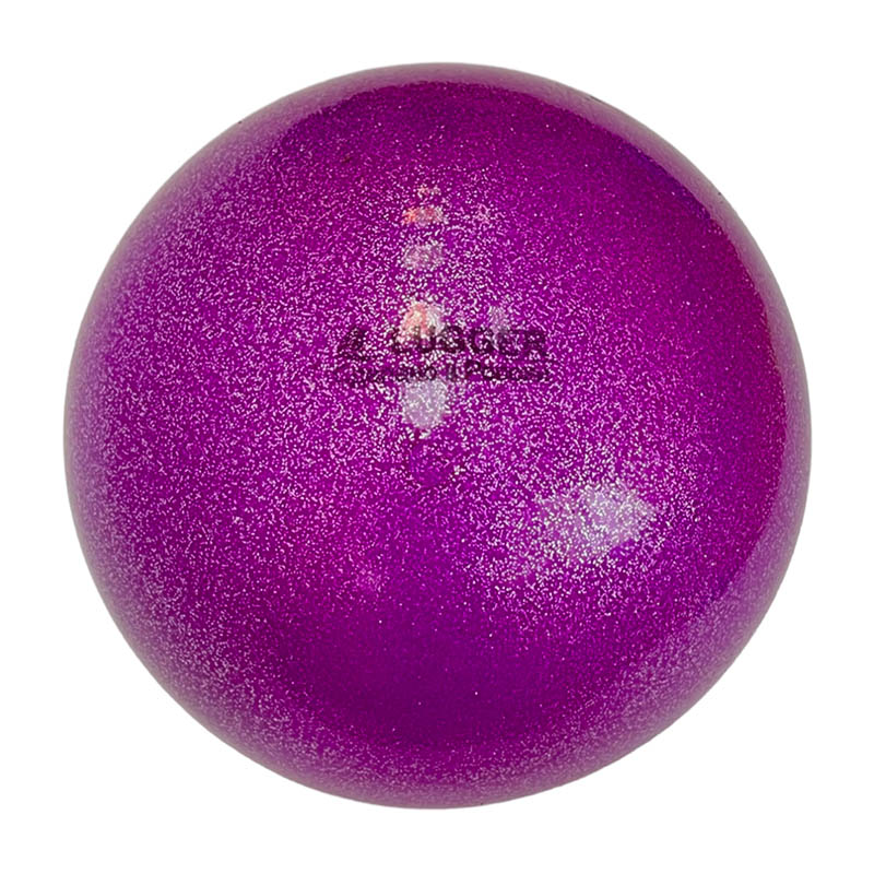 Мяч для художественной гимнастики Lugger однотонный d=19 см (фиолетовый с блестками) 800_800