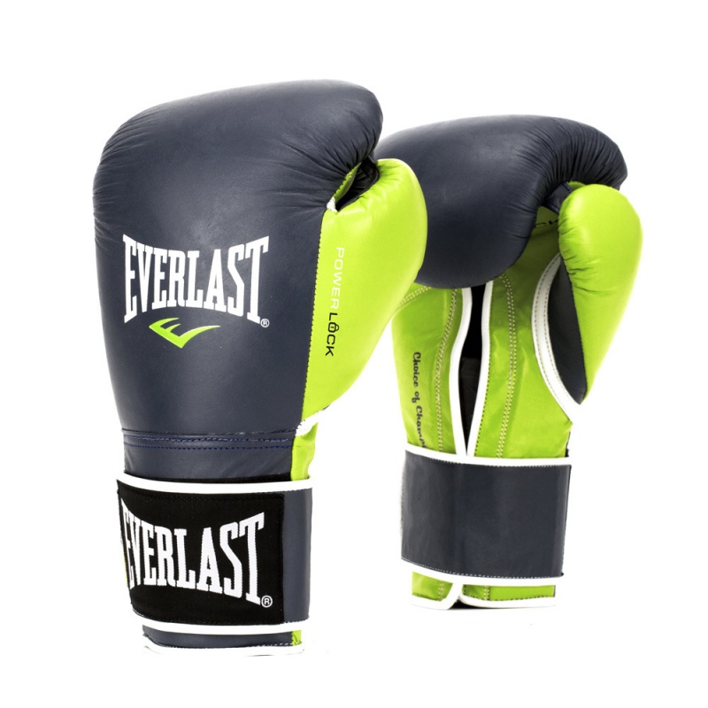 Купить Боксерские перчатки Everlast Powerlock 12 oz син/зел. P00000616,