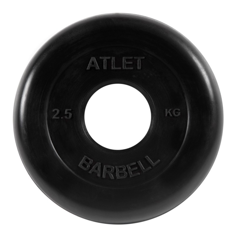 фото Диск обрезиненный d51мм mb barbell atlet 2,5кг черный mb-atletb51-2,5