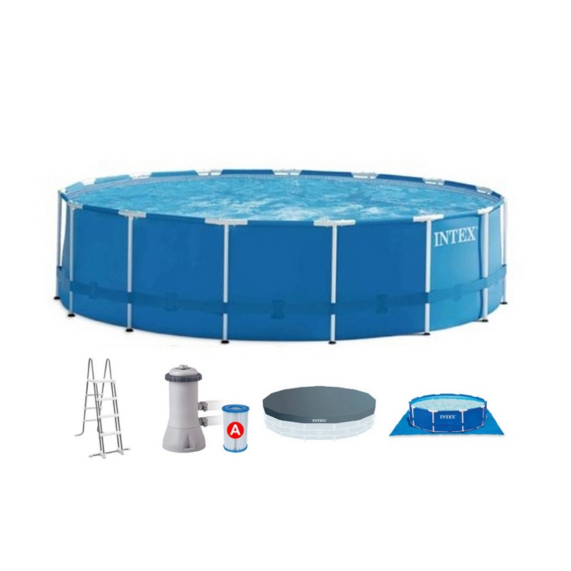 Купить Каркасный бассейн круглый 457х122см+насос-фильтр Intex Metal Frame 28242,