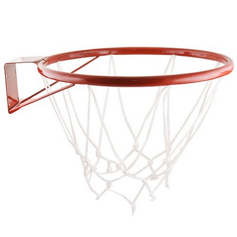 Купить Кольцо баскетбольное № 5, диаметр 380 мм, труба 18 с сеткой и кронштейном, красное, NoBrand