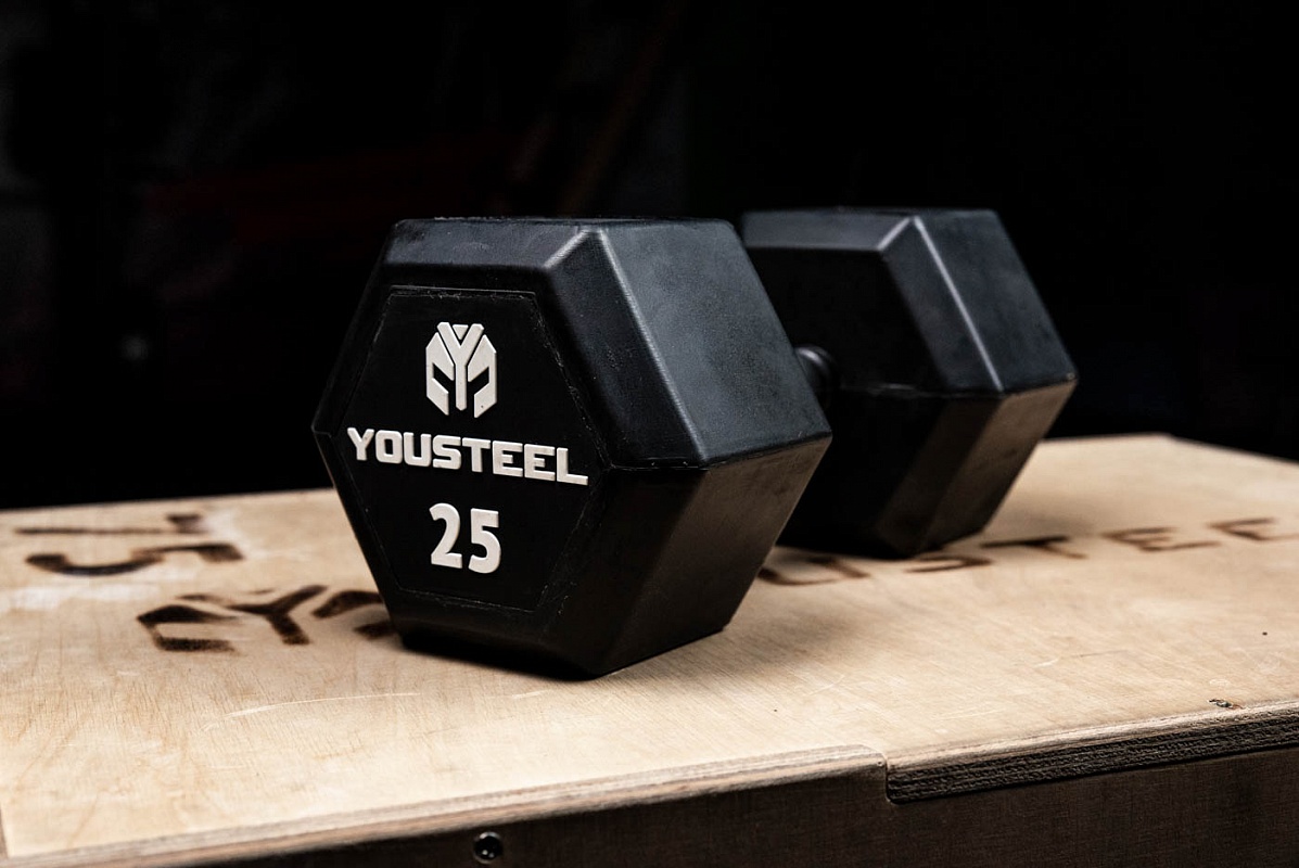 Гантель обрезиненная YouSteel HEX DB 40 кг 1197_800