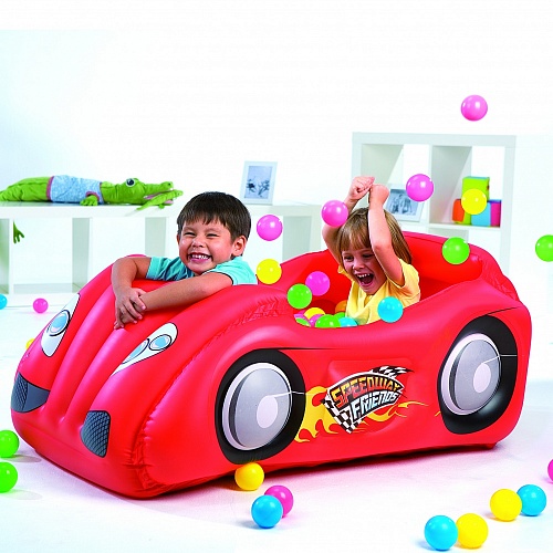 

Машинка надувная Bestway (2+) 52159 +50 мячей гум р119x79x51см