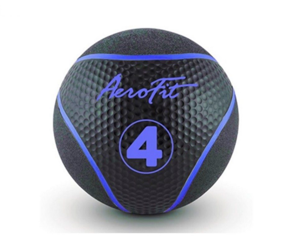 фото Набивной мяч 4 кг aerofit afmb4 черный\ голубые полоски