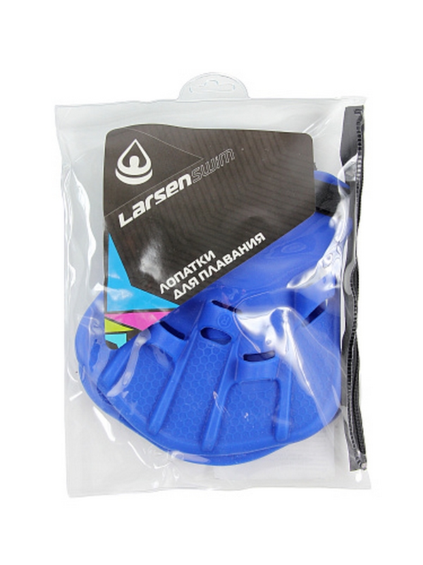 Лопатки для плавания силиконовые (взрослые) Larsen Swim HP10 синий 600_800