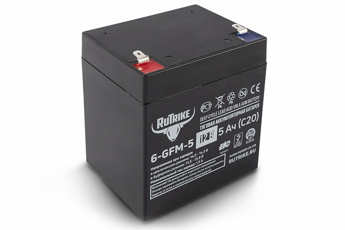 Тяговый аккумулятор RuTrike 6-GFM-5 (12V5A/H C20) 23934