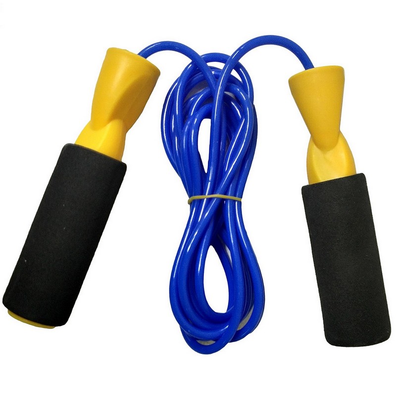 фото Скакалка с подшипником r18103-3 желтые ручки, синий шнур nobrand