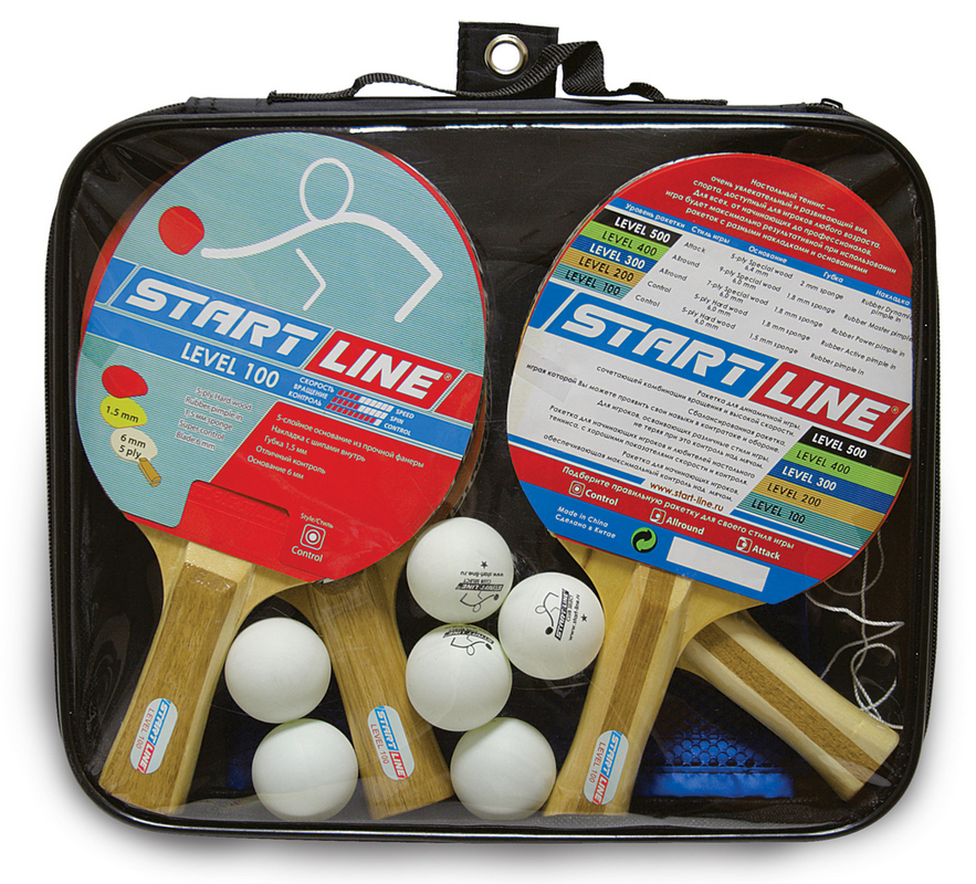 Купить Набор для настольного тенниса Start line Level 100 4 ракетки 6 мячей, Line