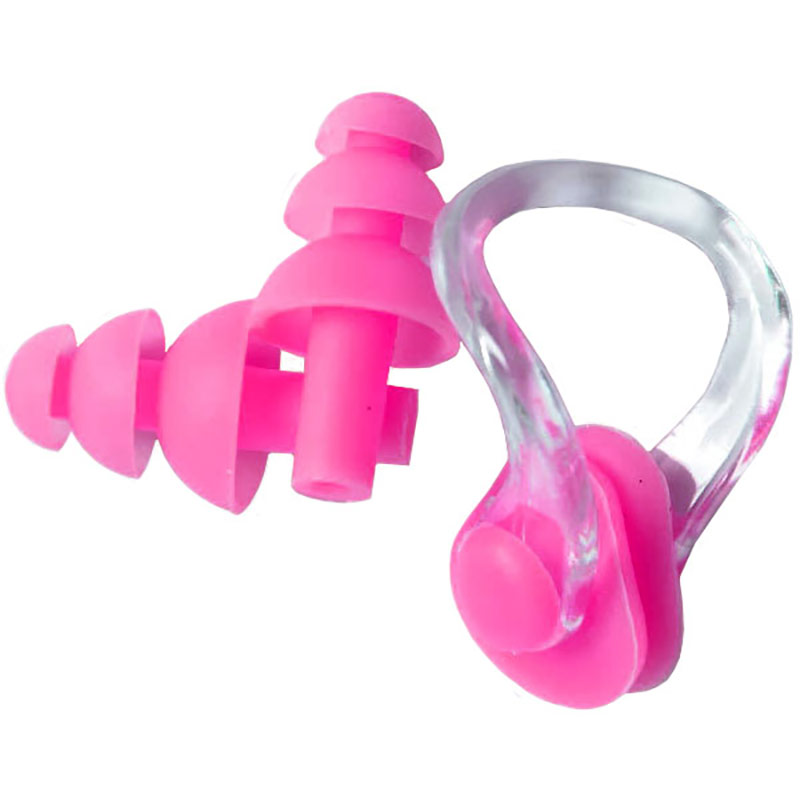 Купить Набор для плавания в боксе, беруши и зажим носа (розовый) Sportex E36867-2,
