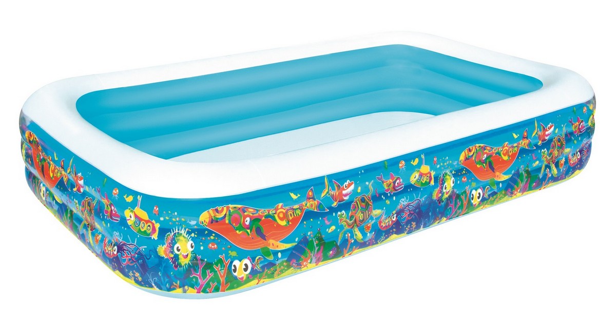 Купить Детский надувной бассейн, прямоугольный 305х183х56см Bestway Подводный мир 54121,