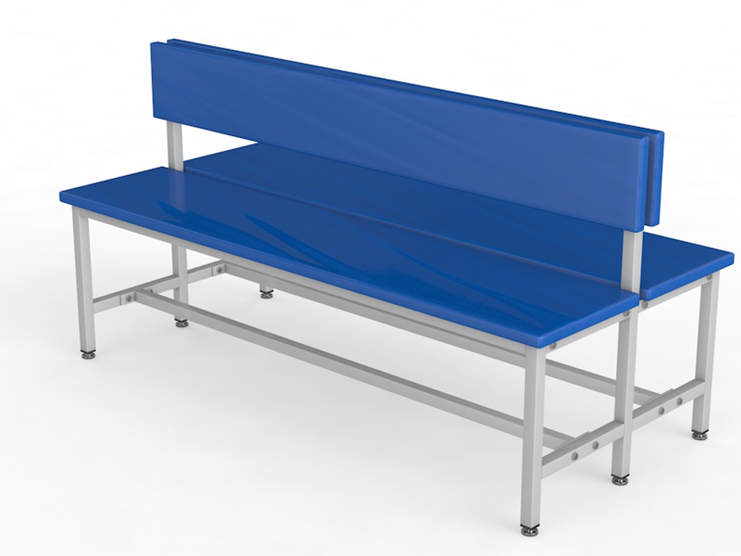 Скамейка для раздевалки со спинкой, двухсторонняя, мягкая, 250см Glav 10.4000-2500,  - купить со скидкой