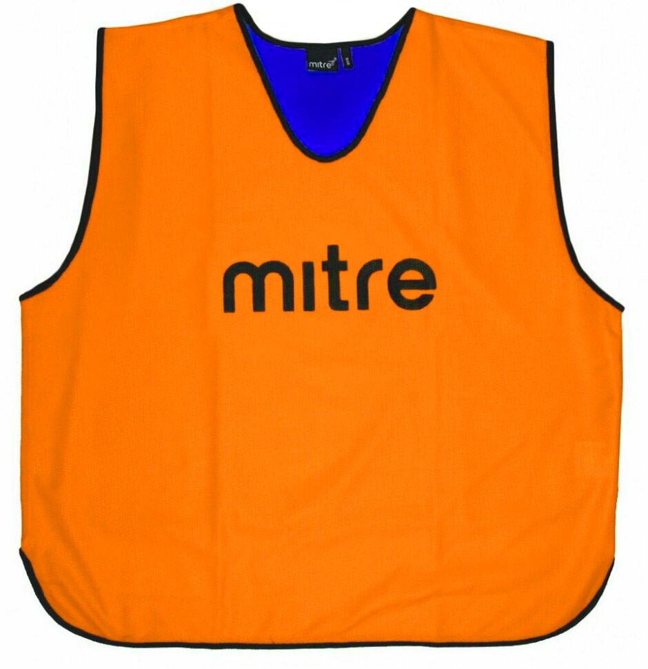 Купить Манишка тренировочная двустороняя Mitre T21916OF5-JR, (объем груди 90см), полиэстер, оранжево-синяя,