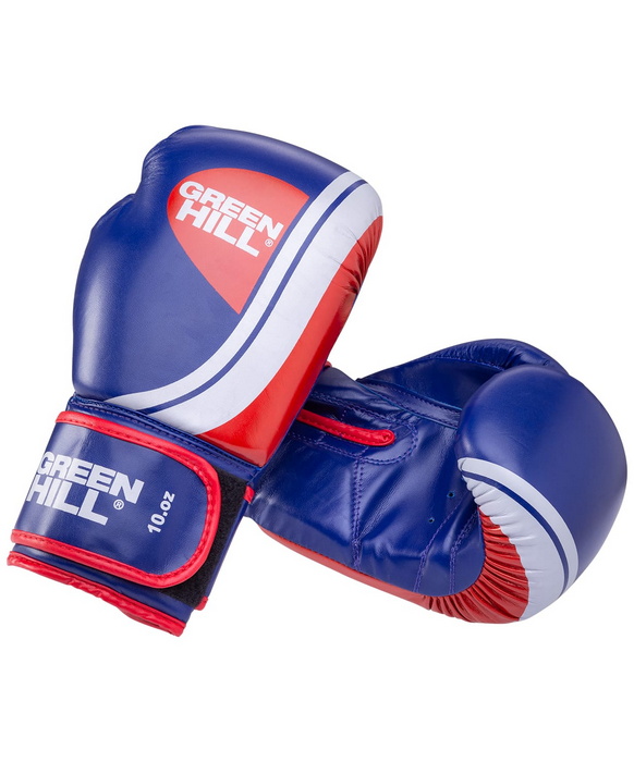 фото Боксерские перчатки green hill knockout bgk-2266, 14 oz, к/з, синий