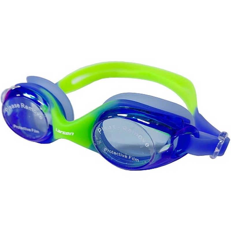 фото Очки плавательные детские larsen g323 синий\зеленый