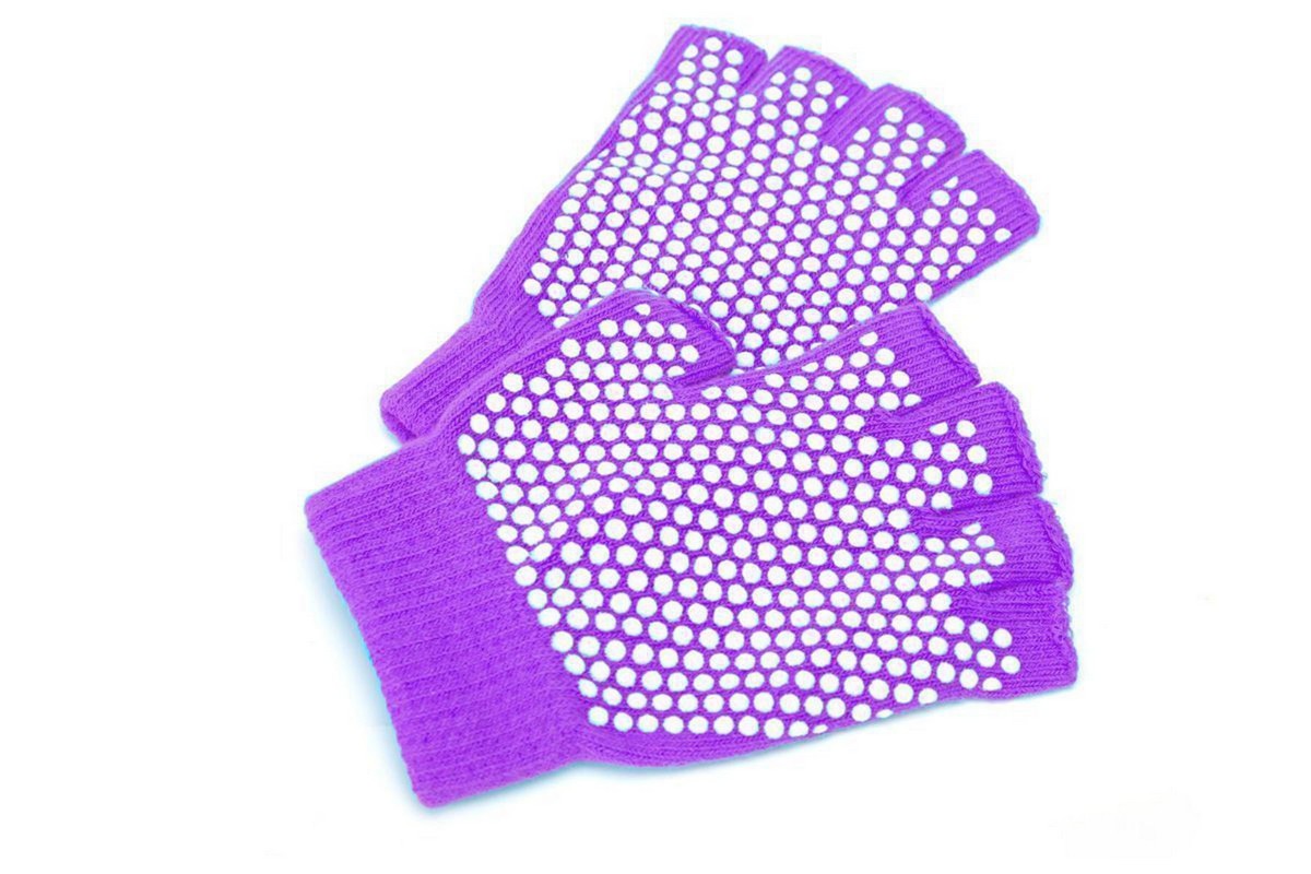 Перчатки противоскользящие для занятий йогой SF 0208 фиолетовый