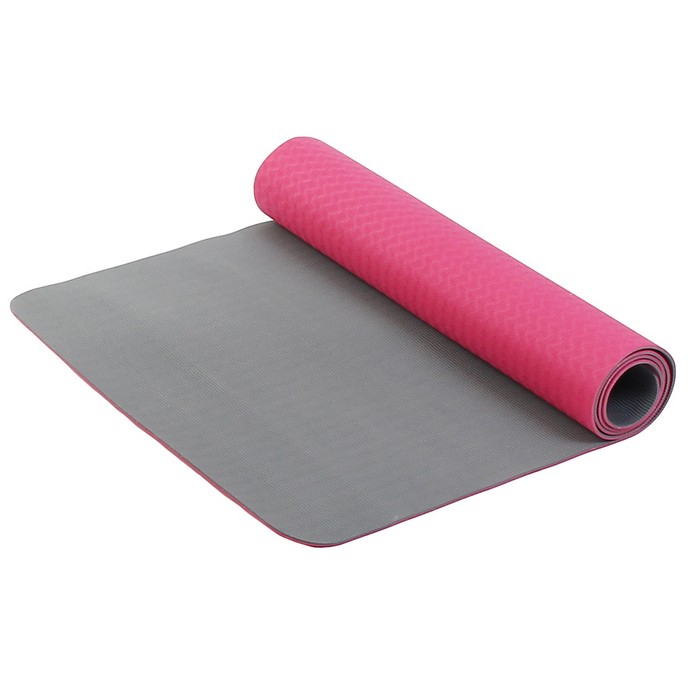 фото Коврик для фитнеса и йоги larsen tpe 173х61х0,4см розовый\серый